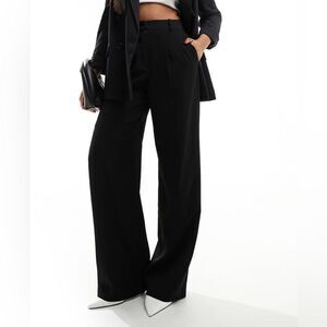French Connection Black Wide Leg Trousers Athleisure Pants Size 12 Harrie Suit
